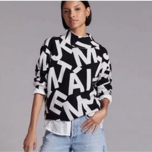 Maeve Anthropologie Carys Sweater Je T'Aime Print Womens Size XS